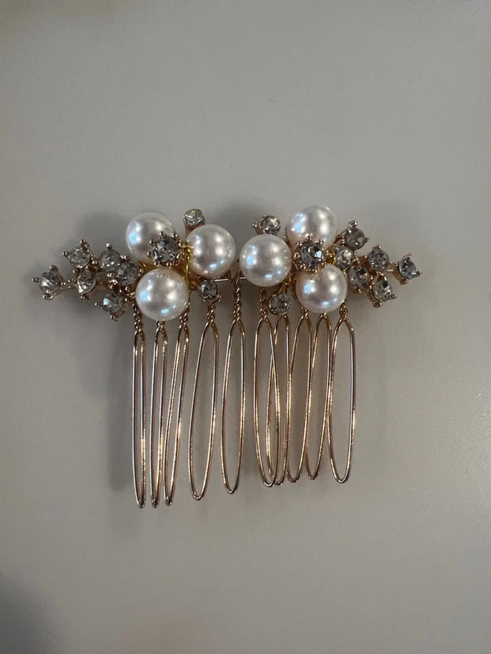 2 Gold Pearl & Crystal Hair Combs